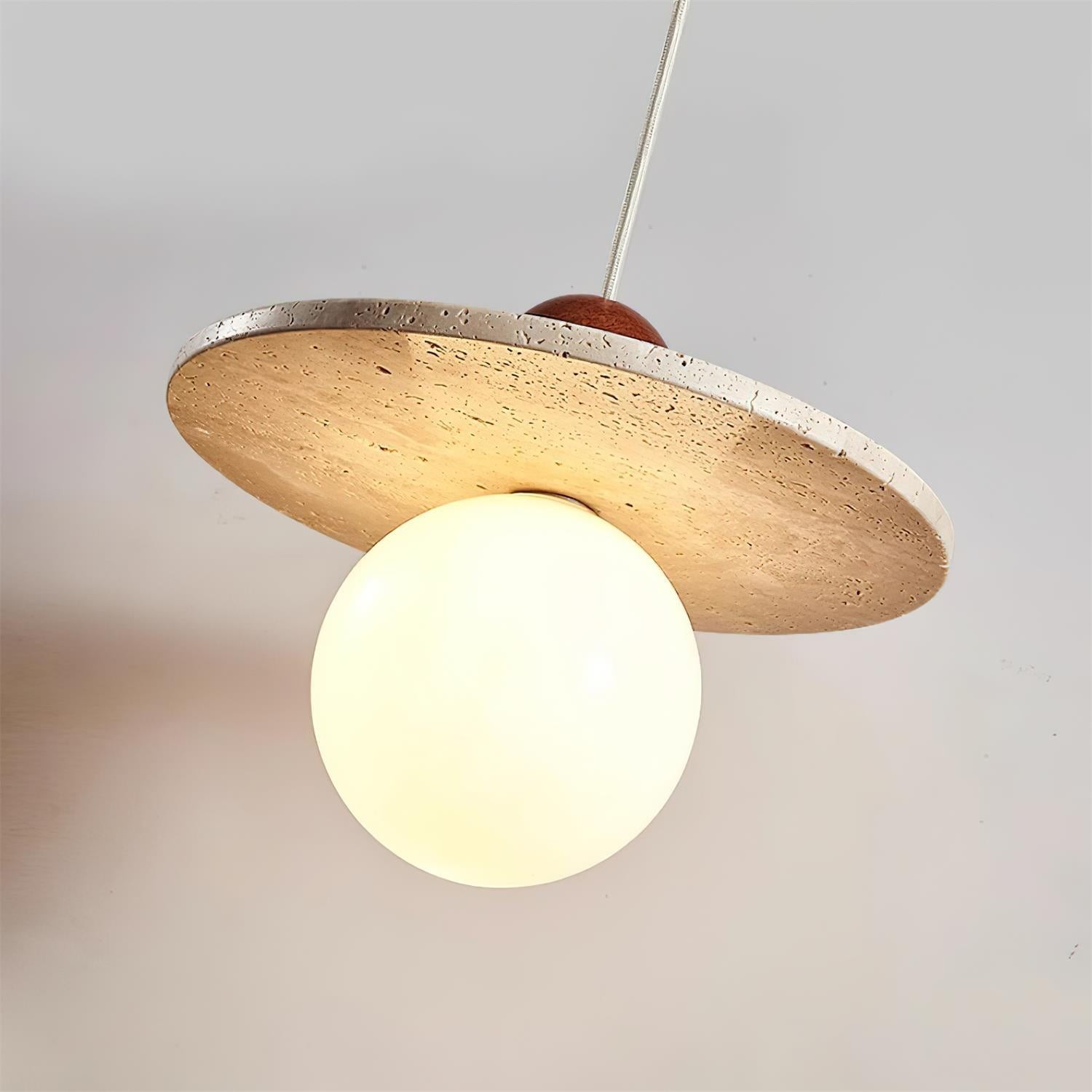 Retro Decor Cave Stone Disc Pendant Light G47