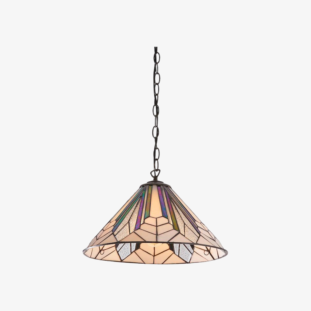 TF Astoria Tiffany Ceiling Pendant - Dimpled Geometric Glass Design for Living Room T1035