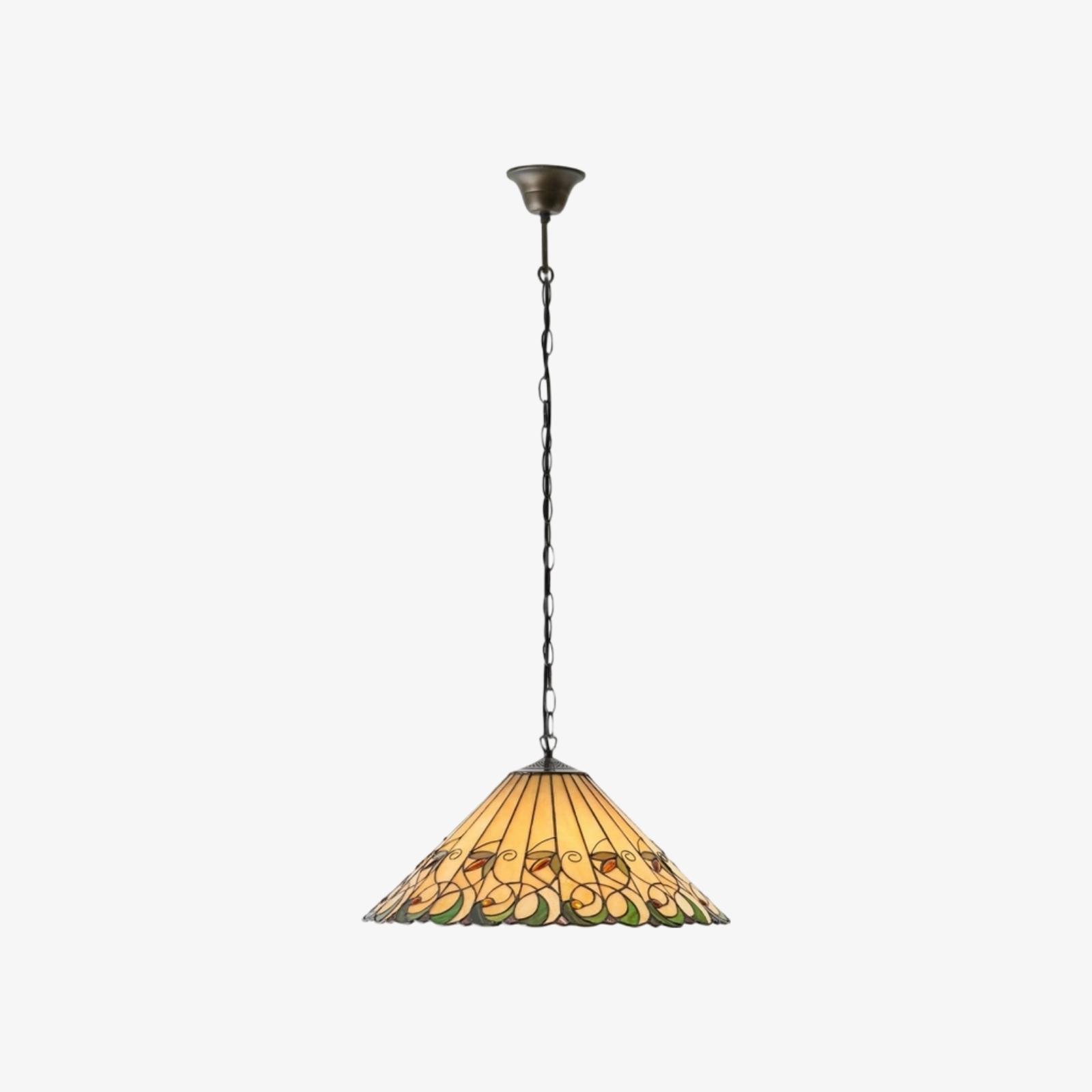 TF Jamelia Vintage Floral Stained Glass Dome Pendant Light for Dining Rooms T1052