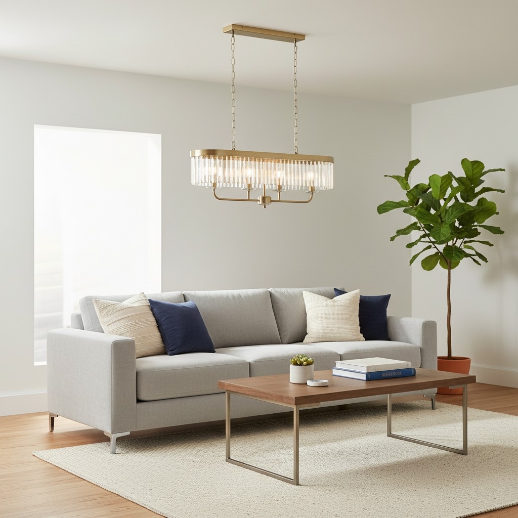 Beveline 4-Light Linear Ceiling Pendant With Cut Faceted Glass - Sleek Metal Frame For Dining T858