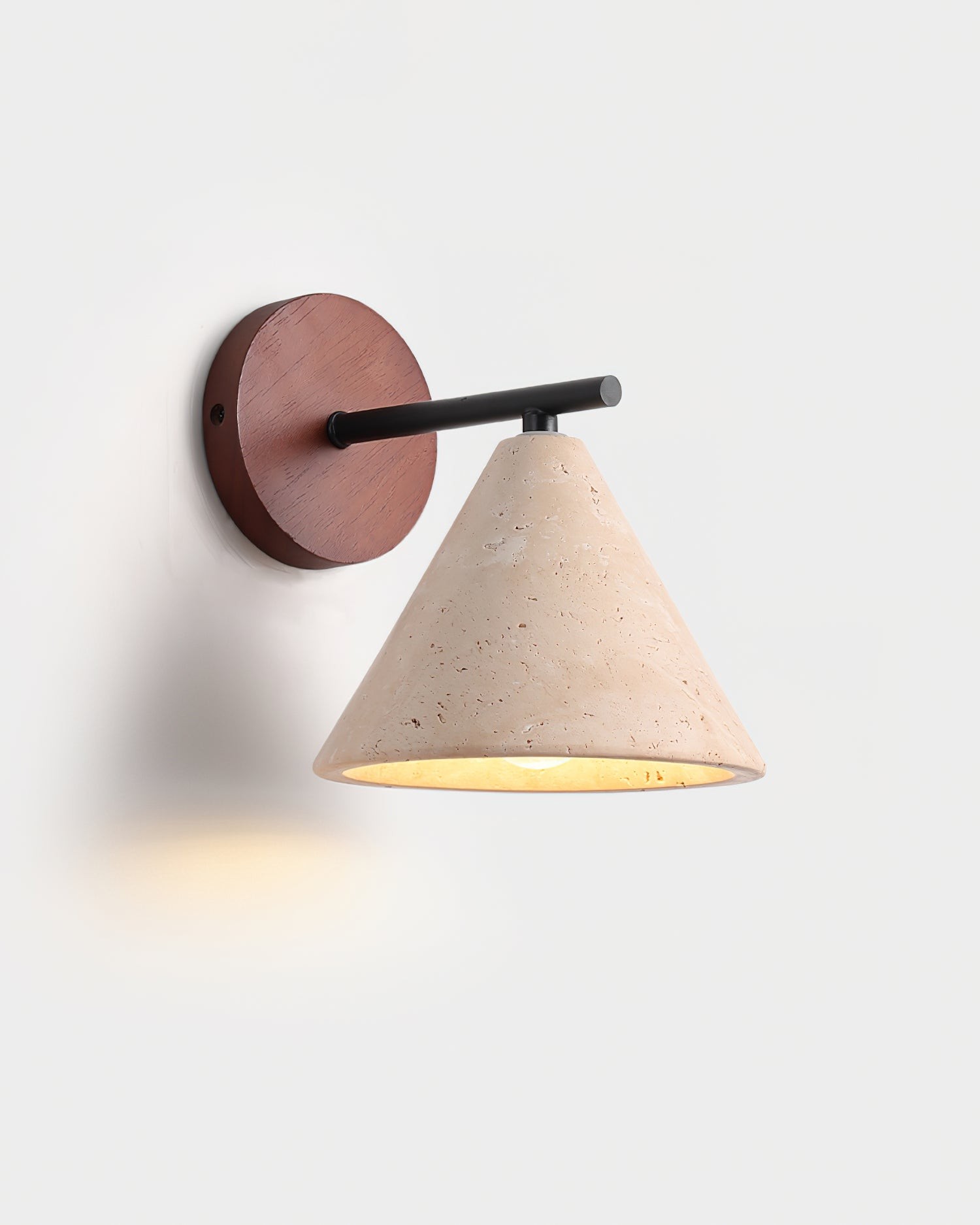 Textured Travertine Cone Wall Light - Minimalist Bedroom Sconce M56