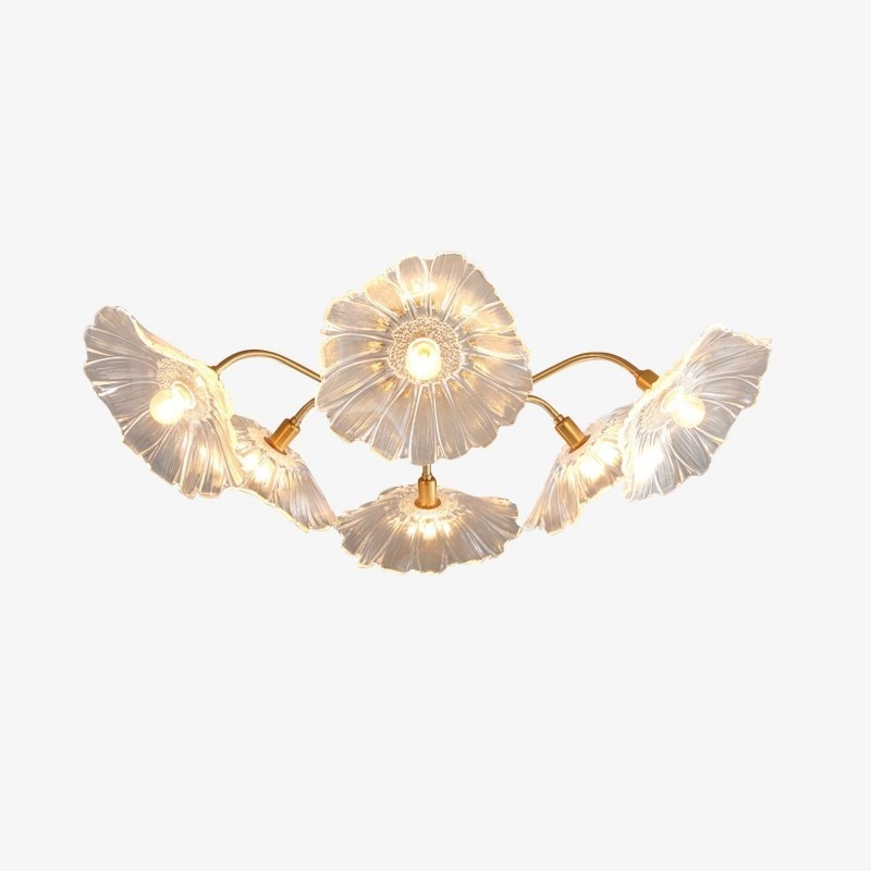 Lotus Leaf Glass Ceiling Lamp for Living Room