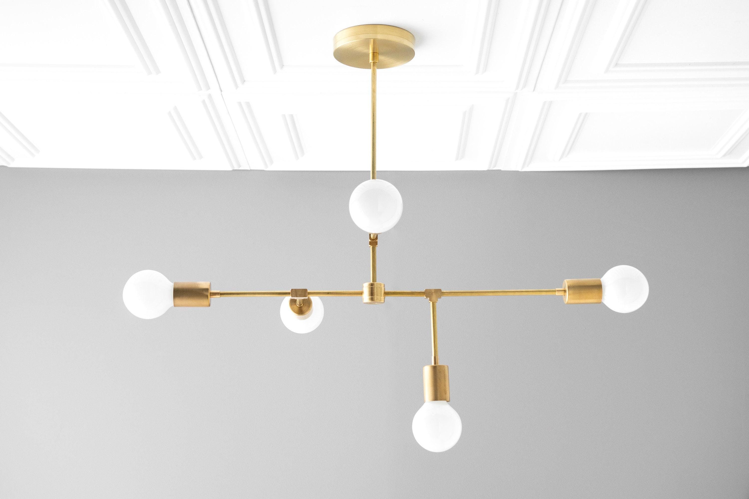 Mobilux Line 5 Light Chandelier - Modern Ceiling Hanging Lamp for Dining Room T355