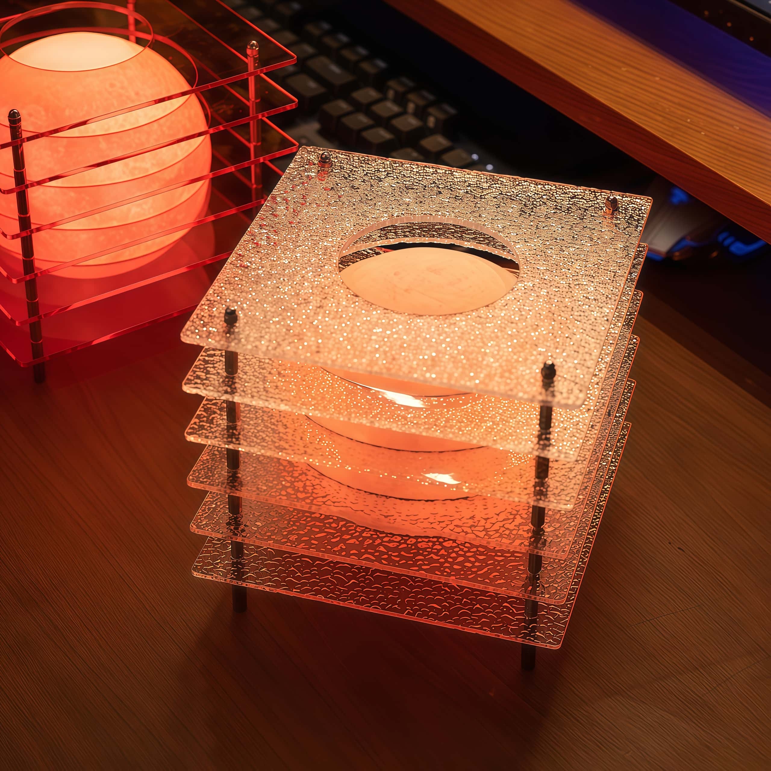 Geometric Moon Cube Lamp – Atmospheric luminous sphere S252