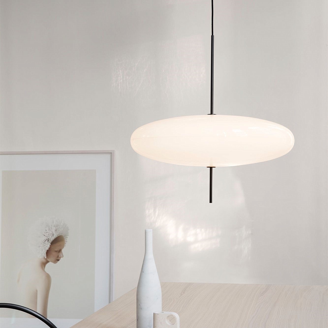 Modern Oval Pendant Light – Metal and Acrylic Pendant Lamp for Living Room