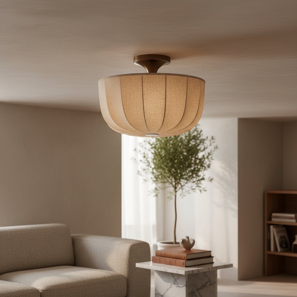 Loomis Textured Fabric Light - Vintage Flush Mount for Living Rooms T480