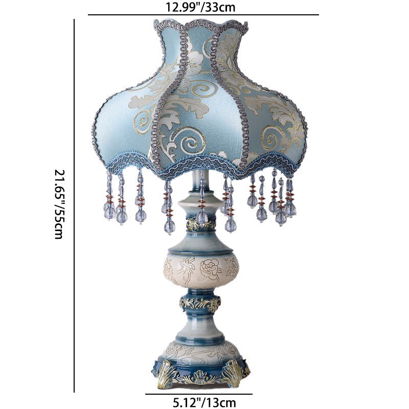 Carved Vase Base Floral Lampshade Table Lamp M501