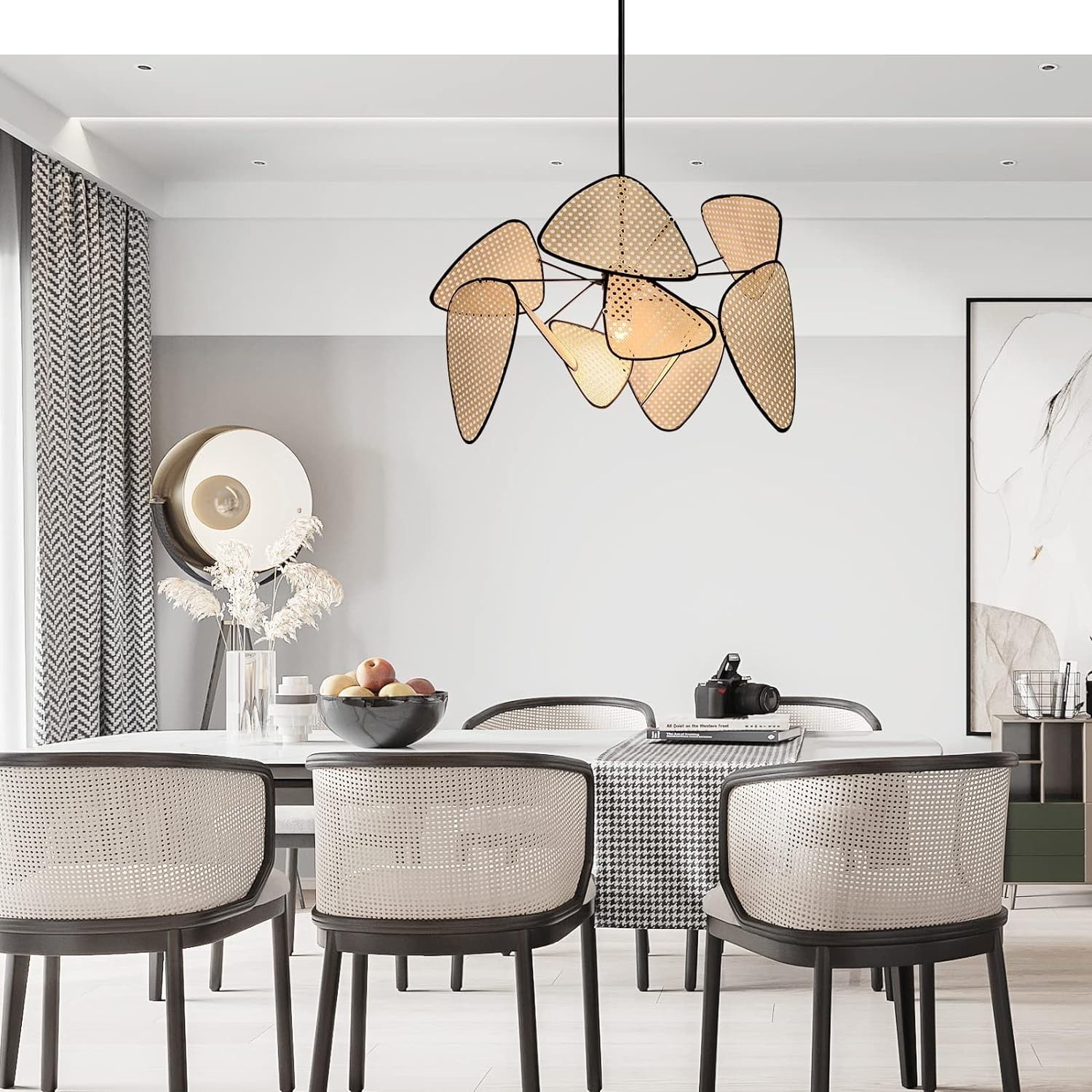 Screen Cannage Pendant Light - Woven Rattan Design for Living Room