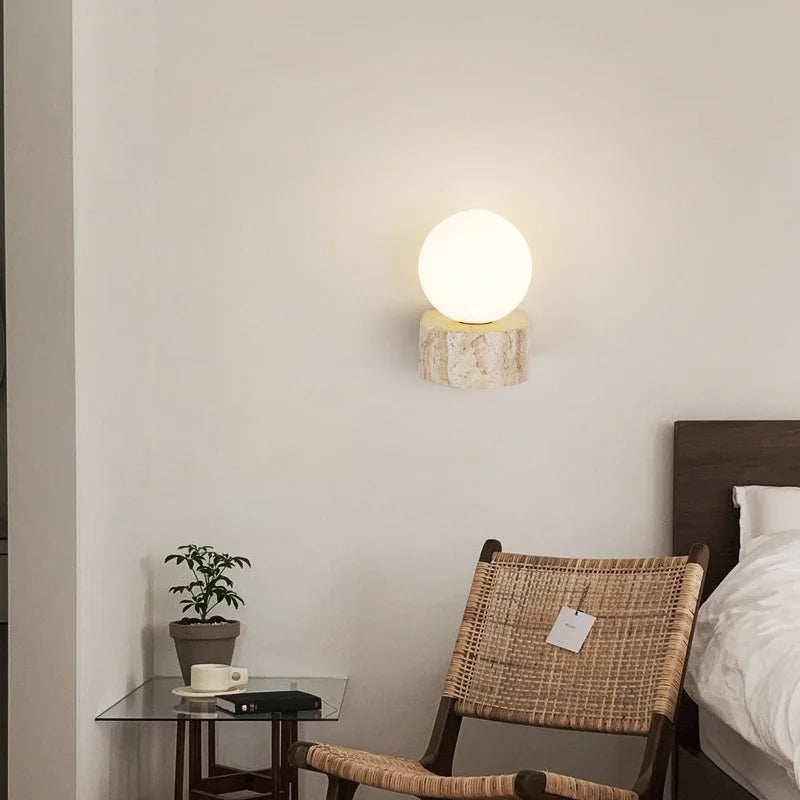 Travertine Hemisphere Wall Sconce T2110