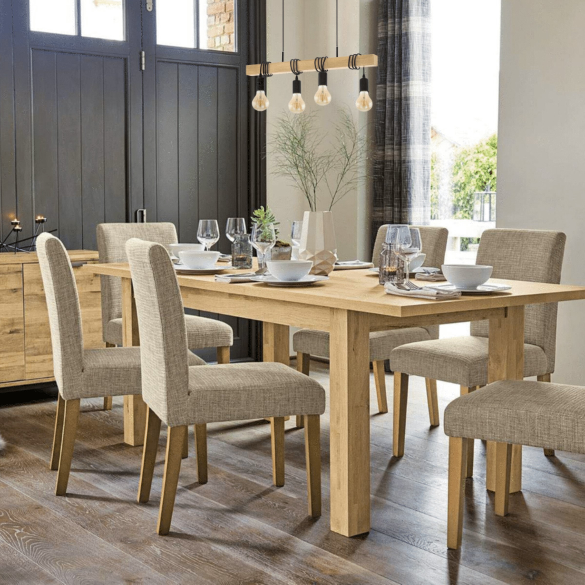 TOWNSHEND 4 Light Wooden Pendant Lamp