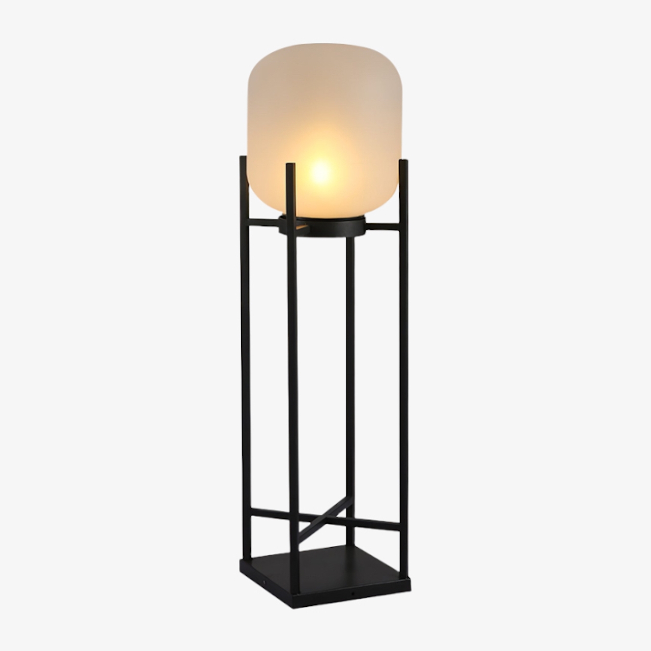 Minimalist Lantern Floor Light – Glass Shade for Outdoor Spaces