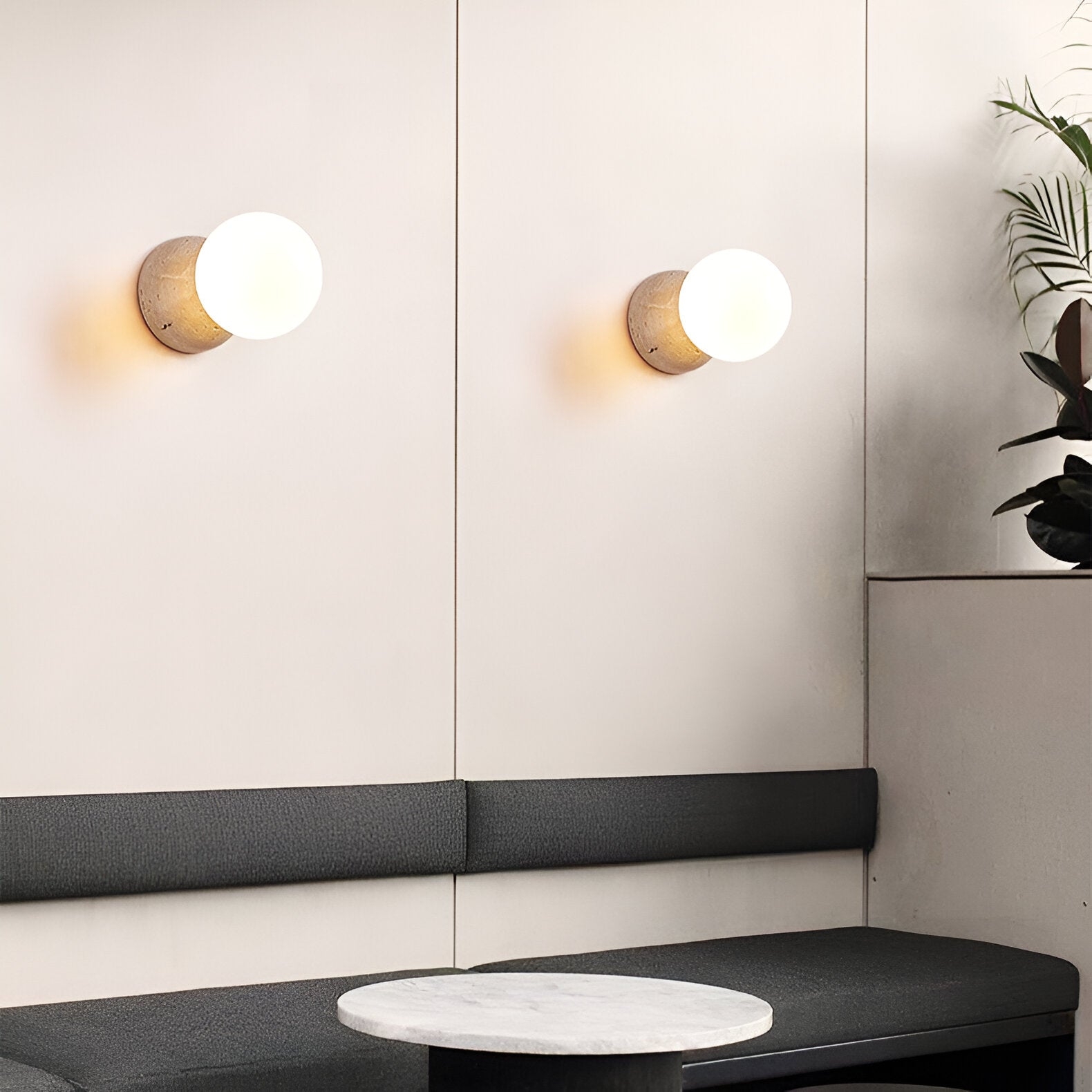 Travertine Round Glass Wall Fixture T2163