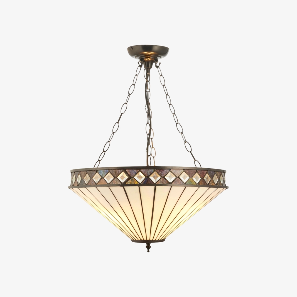 TF Fargo Adjustable Pendant with Stained Glass Inspired Inverted Shade for Island and Dining T981