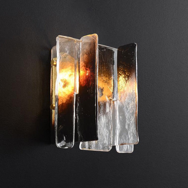 Modern Luxury Rectangle Copper Glass 1-Light Wall Sconce Lamp For Living Room T172