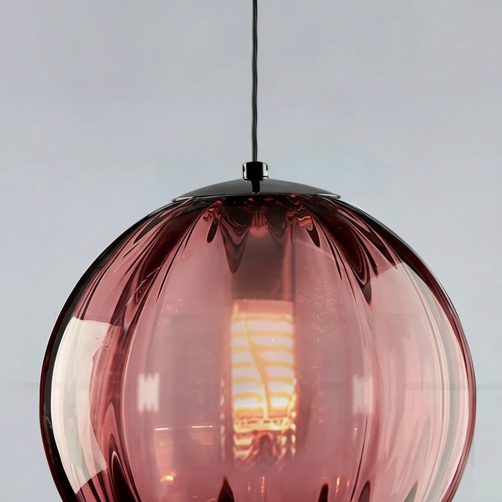 Lunorie Iron Metal Glass Globe Pendant Light - Sculpted Adjustable Pendant for Dining Spaces T570