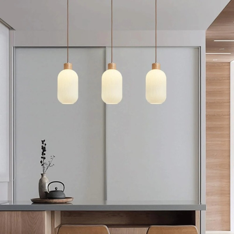 Nordic Ribbed Glass Pendant Light S135