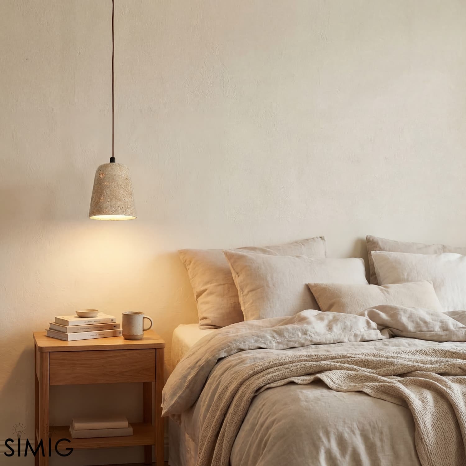 Natural Stone Wood Pendant Light - Minimalist Japanese Dining Lamp M08