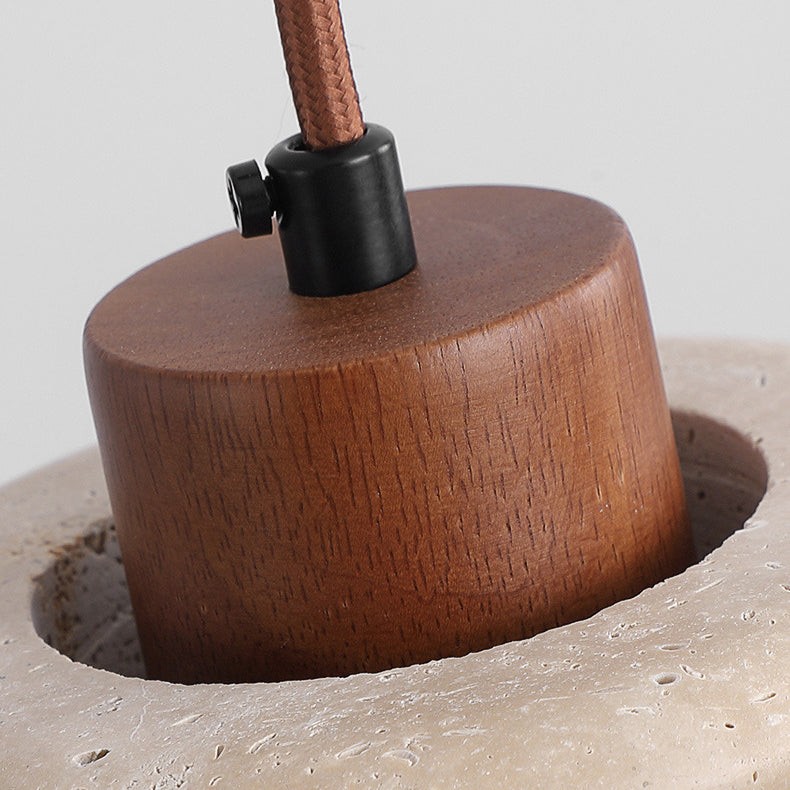 Traditional Retro Cylindrical Solid Wood Pendant Lamp M07