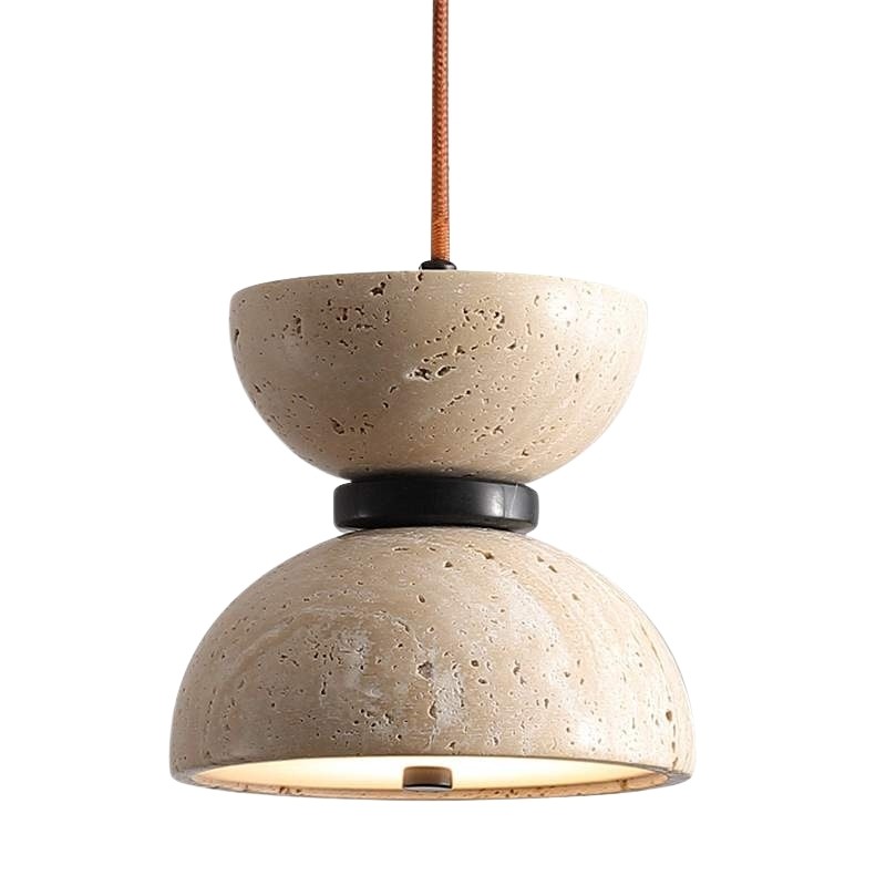 Modern Scandinavian Hourglass Pendant Lamp with Travertine S263