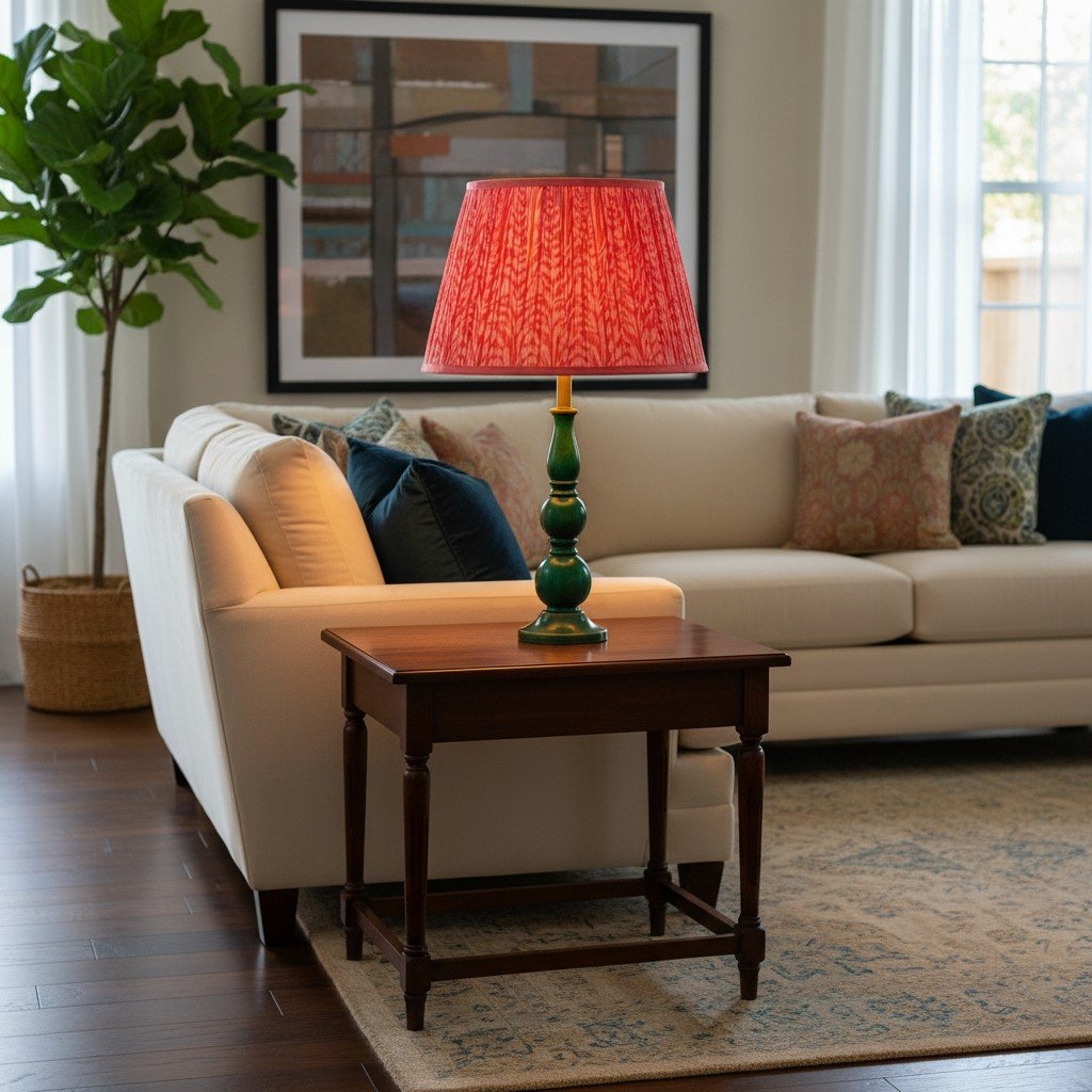 Grainora Table Lamp - Wooden Base with Fabric Shade for Living T568
