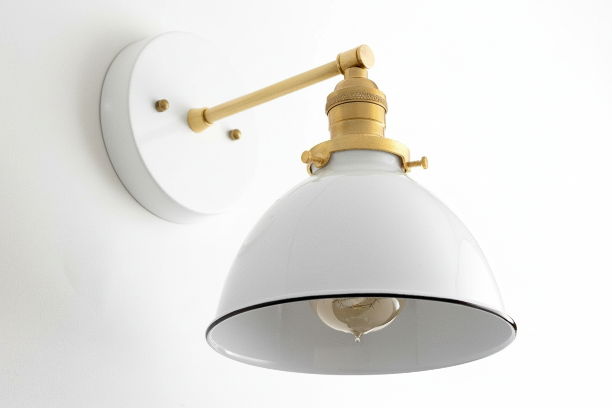 Conique Metal  Wall Sconce - White Metal Shade - Industrial Modern Lighting T307