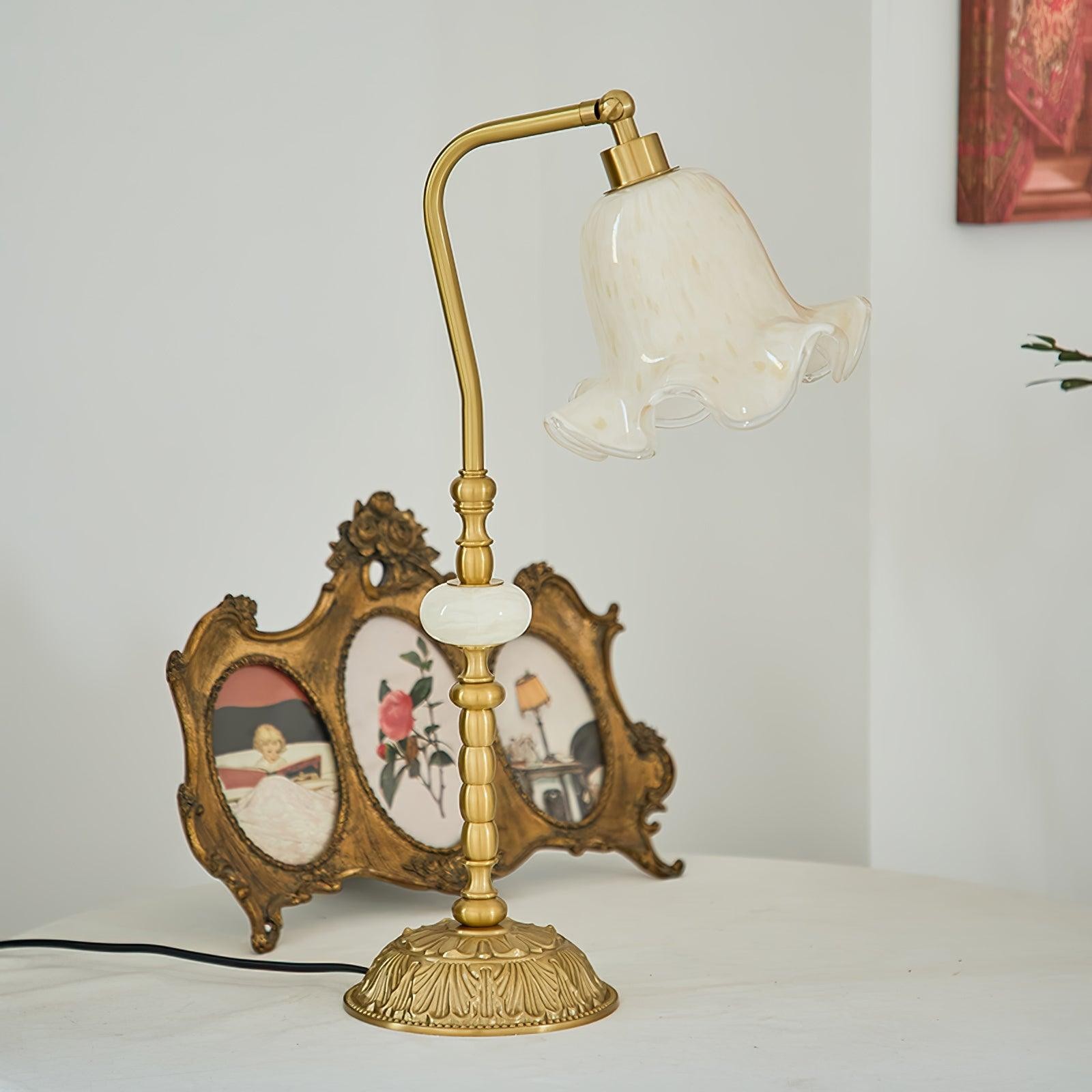 Classic Stylish White Tulip Brass Table Lamp M491