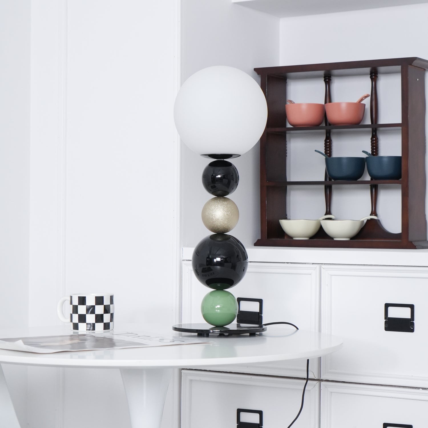 Round Balls Stacking Green Table Lamp M417