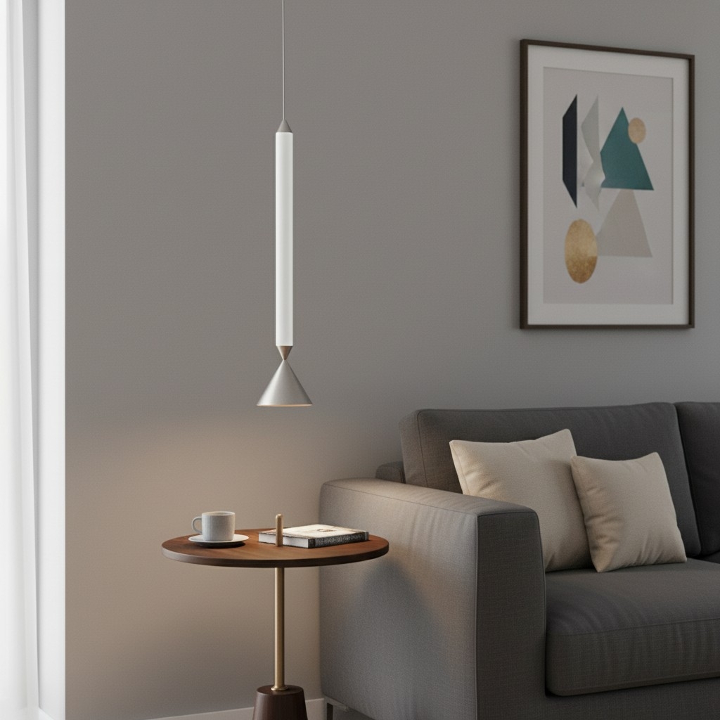 Vertara Minimal Cone Pendant Light – Sleek Architectural Hanging Lamp for Dining and Kitchen T1206