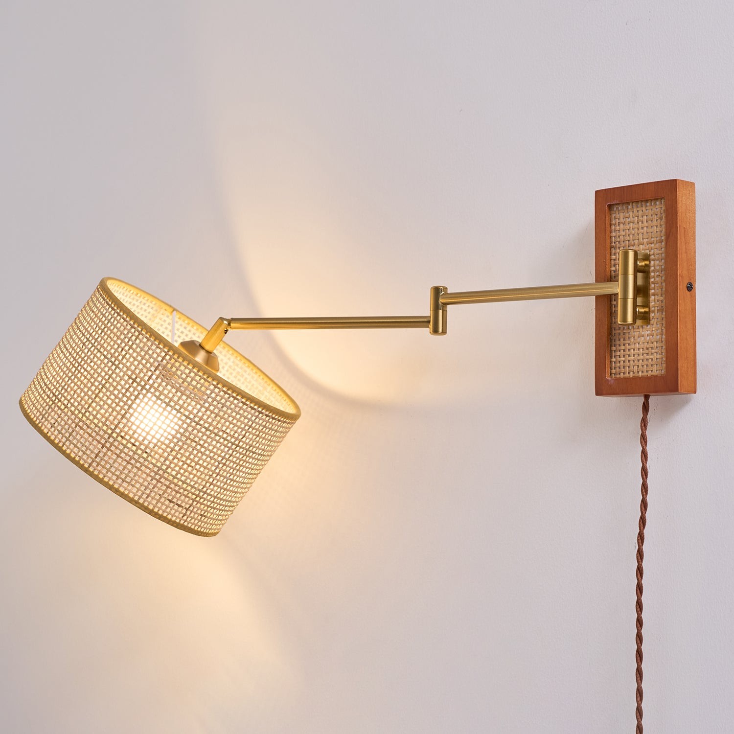 Rattan Swing Arm Wall Lamp P013