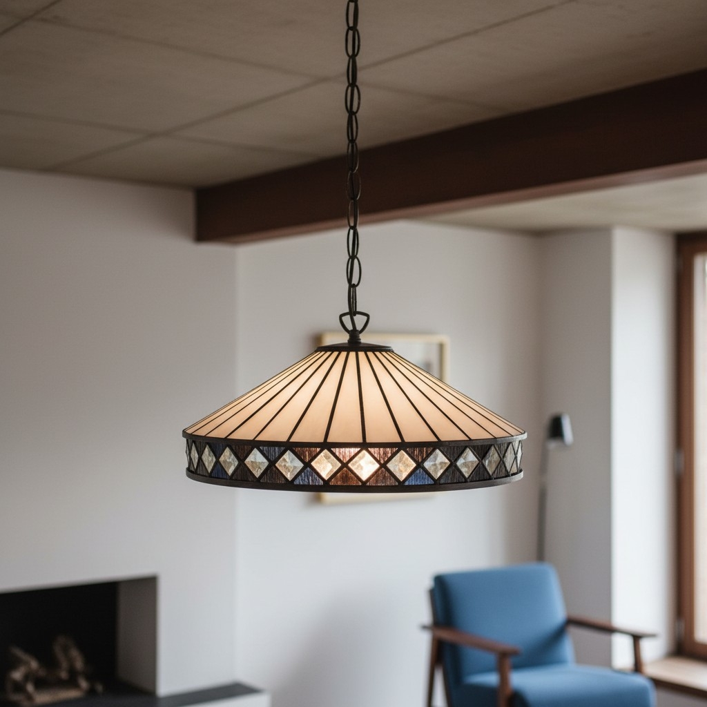 TF Fargo Pendant Light - Tiffany Style Lighting with an Art Deco Shade and Adjustable Chain T970
