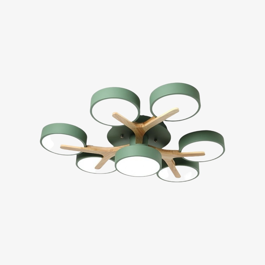 Modern Wooden Disc Ceiling Lamp - LED Semi-Flush Mount for Living Room S386