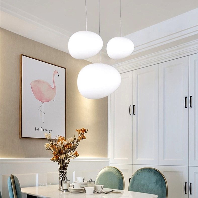 Pebble Orb Deco Milk Glass Pendant Light S161