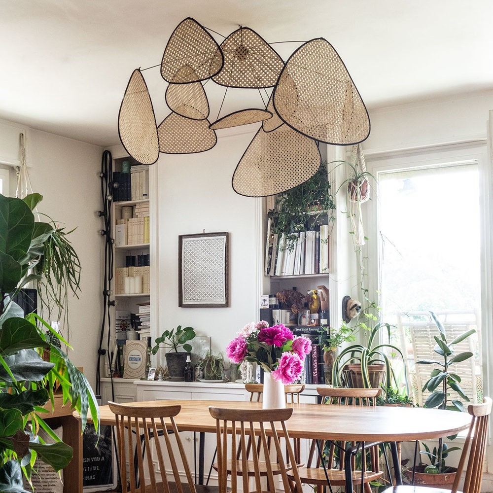 Screen Cannage Pendant Light - Woven Rattan Design for Living Room