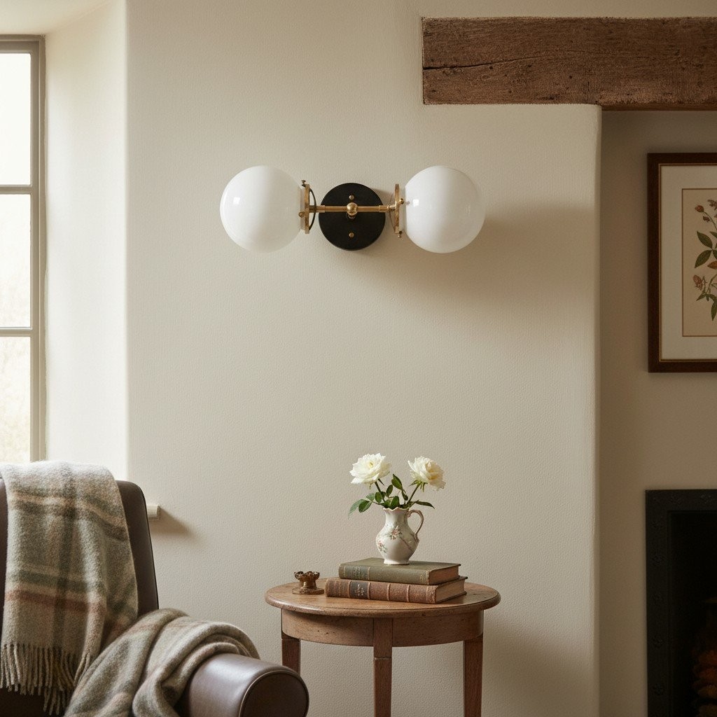 Lumio Globe Art Deco Vanity Light -  Opal Globe Bathroom Sconce T320