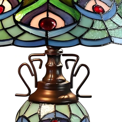 TF Oldbury Desk Lamp - Handcrafted Stained Glass Lamp for Bedroom Reading T982