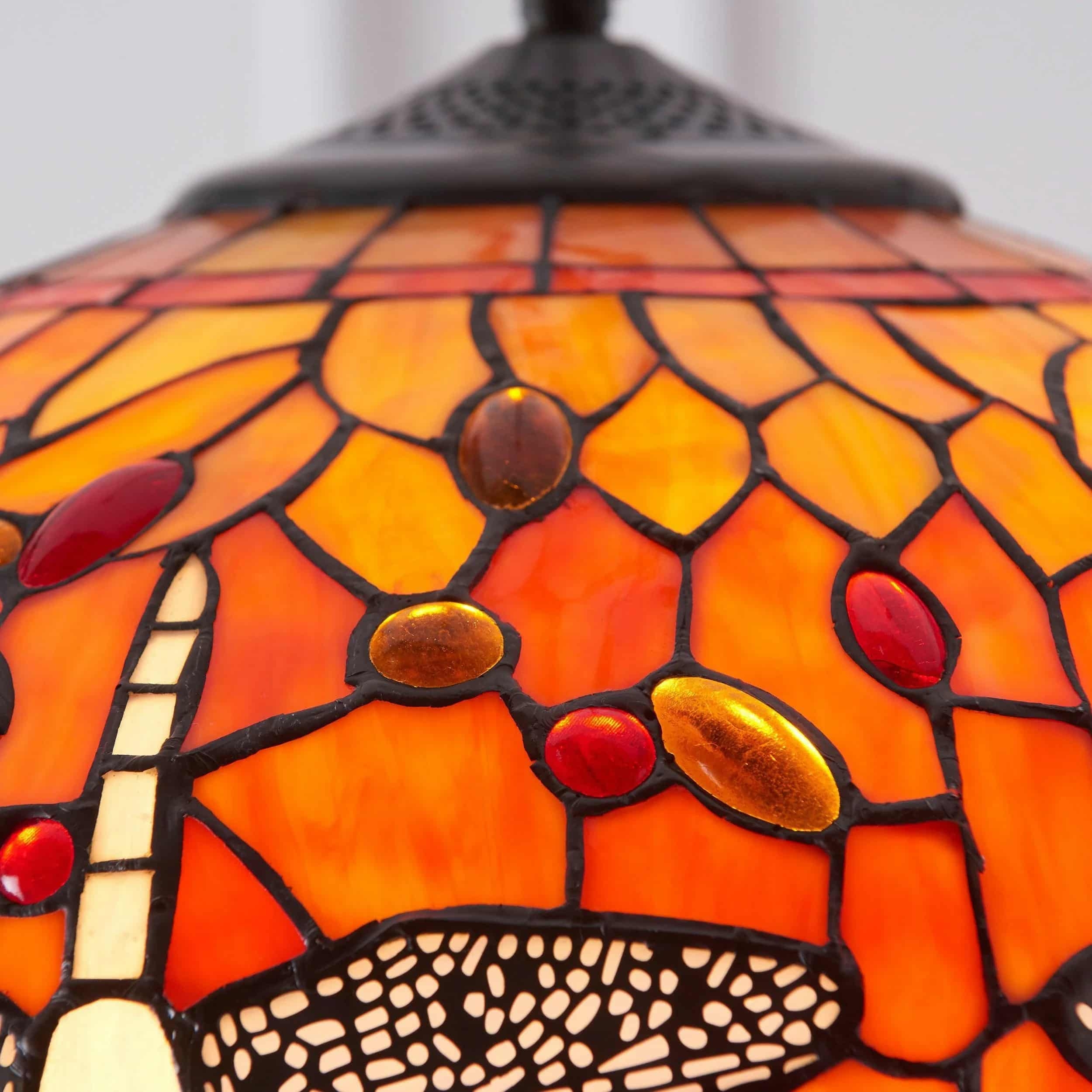 TF Dragonfly Tiffany Pendant Light - Art Nouveau Stained Glass Pendant for Living T849