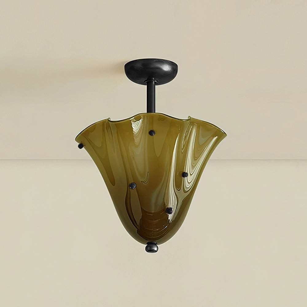 Bellina Petal Fold Glass Ceiling Light - Artistic Fixture for Bedroom T282