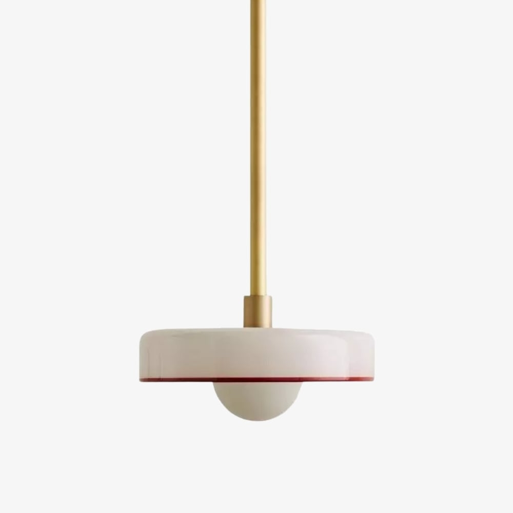 Kalo Modern Pendant Light - Sleek Metal Rod and Disc Orb Glass Design T1058