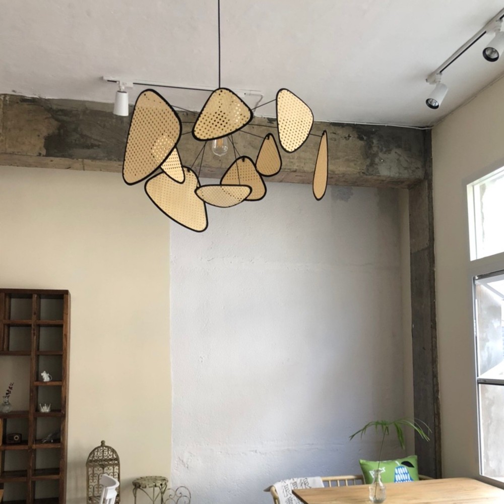 Screen Cannage Pendant Light - Woven Rattan Design for Living Room