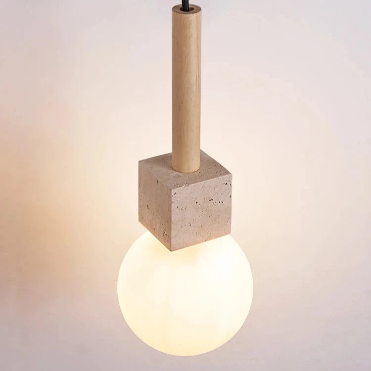 Modern Travertine Cube Pendant Light T2152