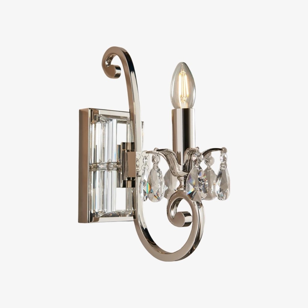 Talonis Crystal Accent Wall Light - Curved Chrome Arm Design for Living and Hallway Spaces T984