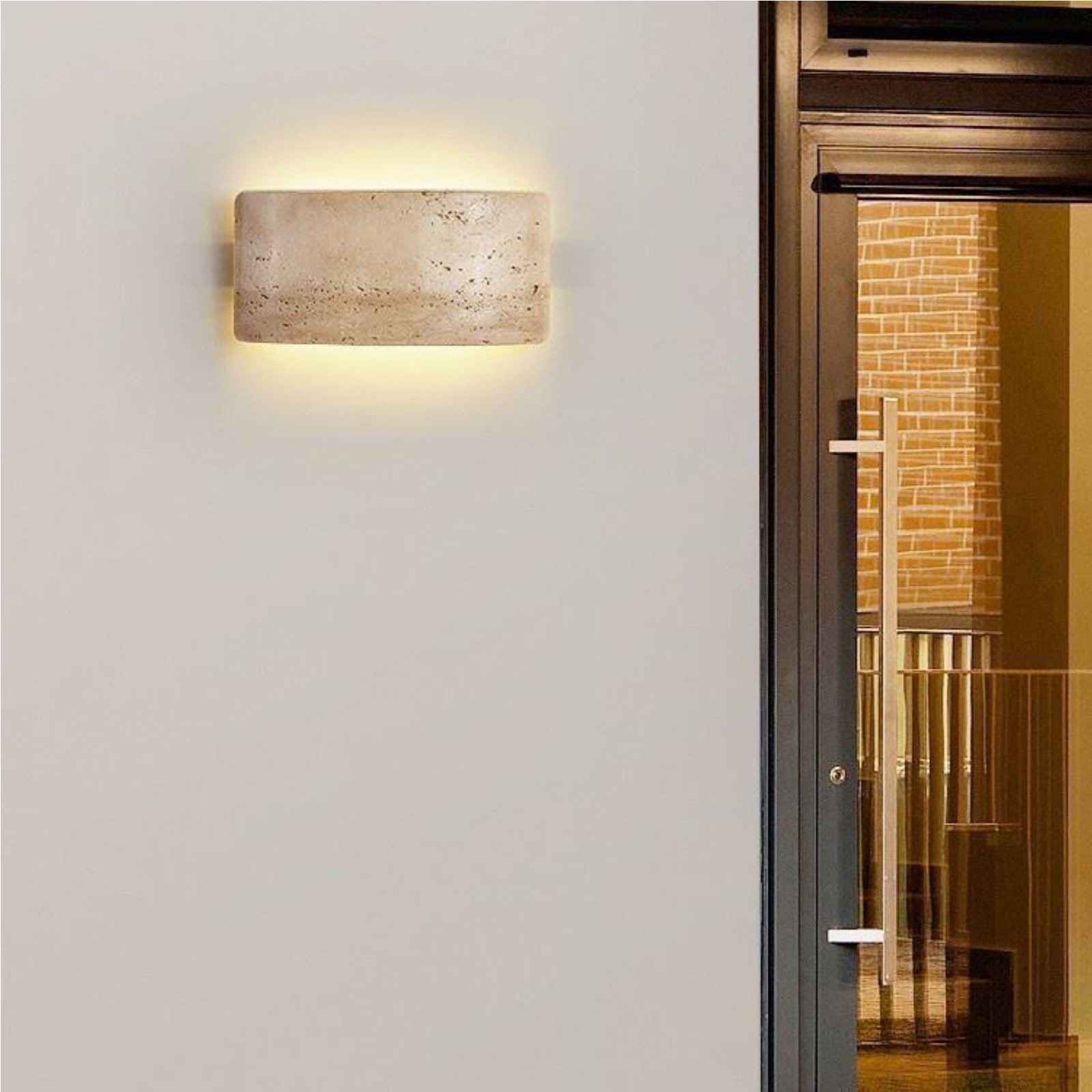 Mask-Shaped Travertine Wall Lamp - Artistic Modern Accent for Living Room S324