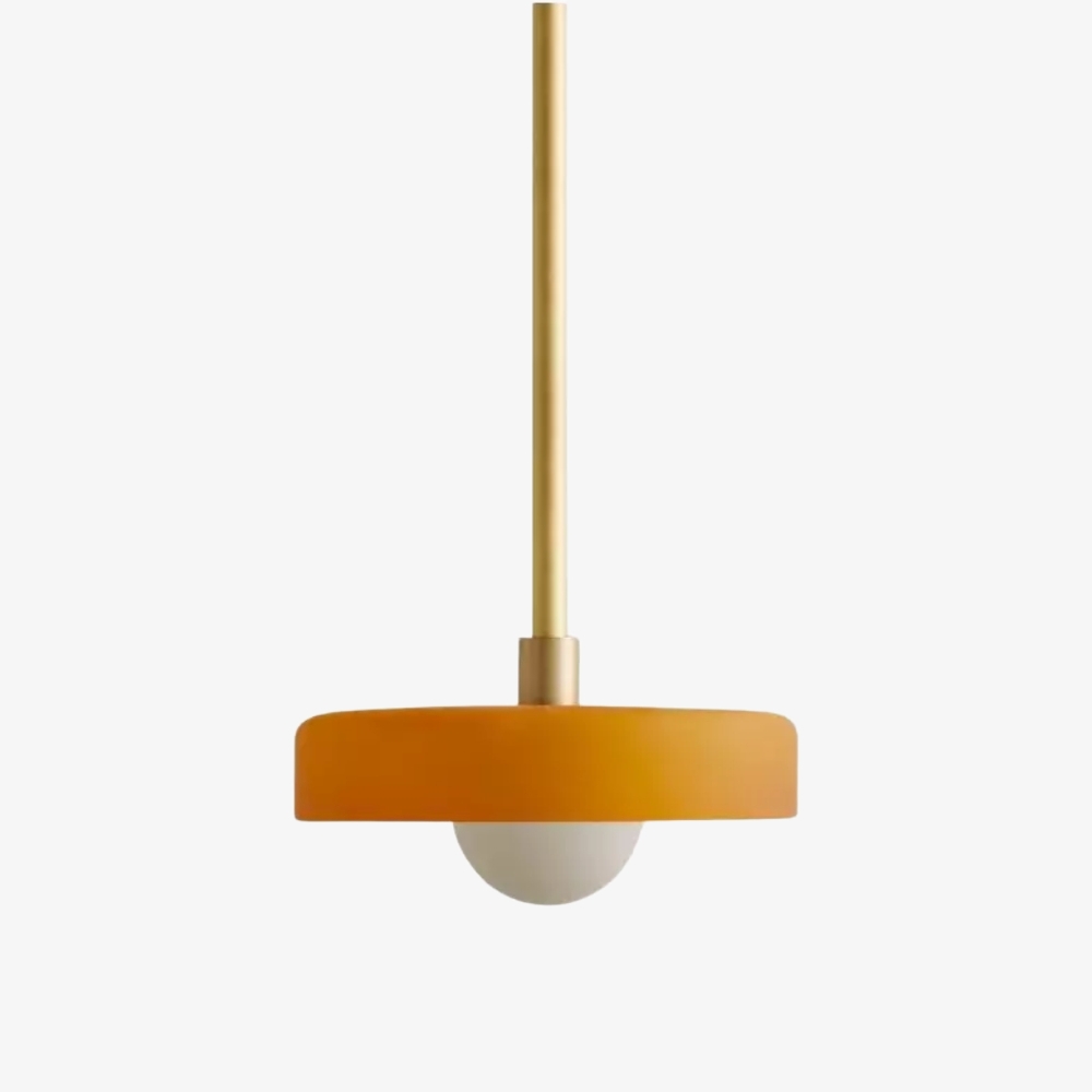Kalo Modern Pendant Light - Sleek Metal Rod and Disc Orb Glass Design T1058