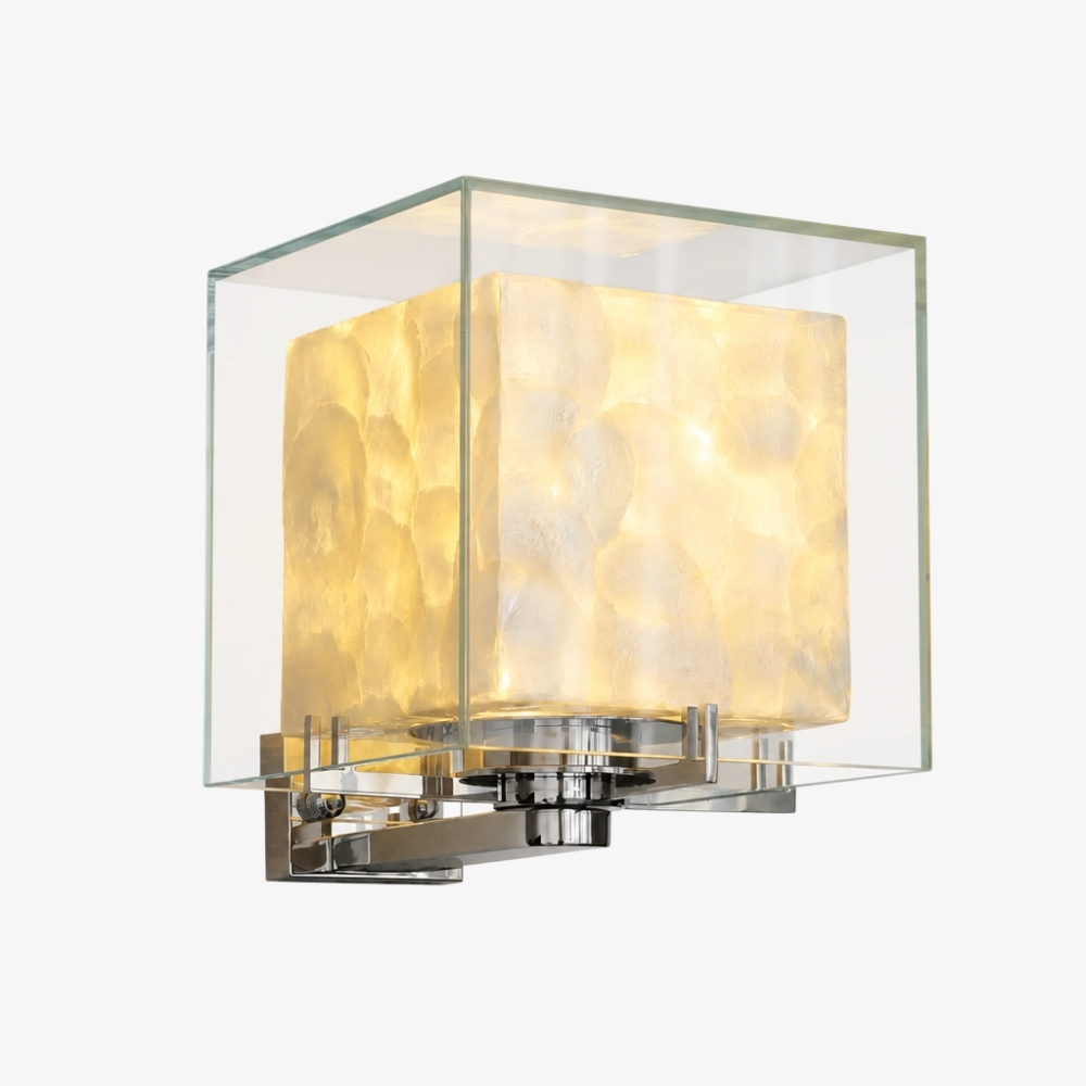 Beamira Mica Square Wall Lamp - Glass Shade Shell Decorative Wall Light for Hallway T2209