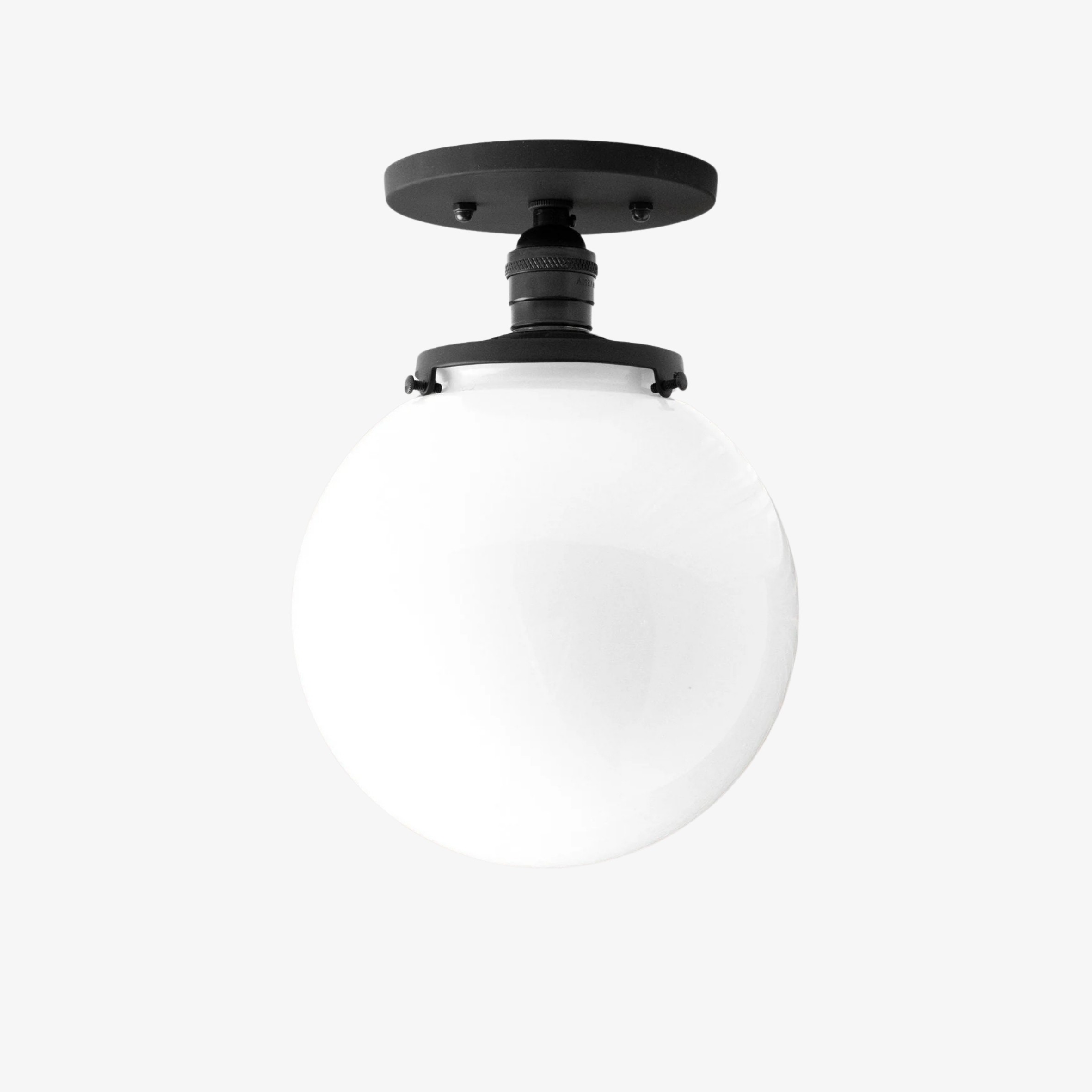 Glorica Glass Mid Century Semi Flush Ceiling Light - Whte Opal Gliass Globe Fixture T368