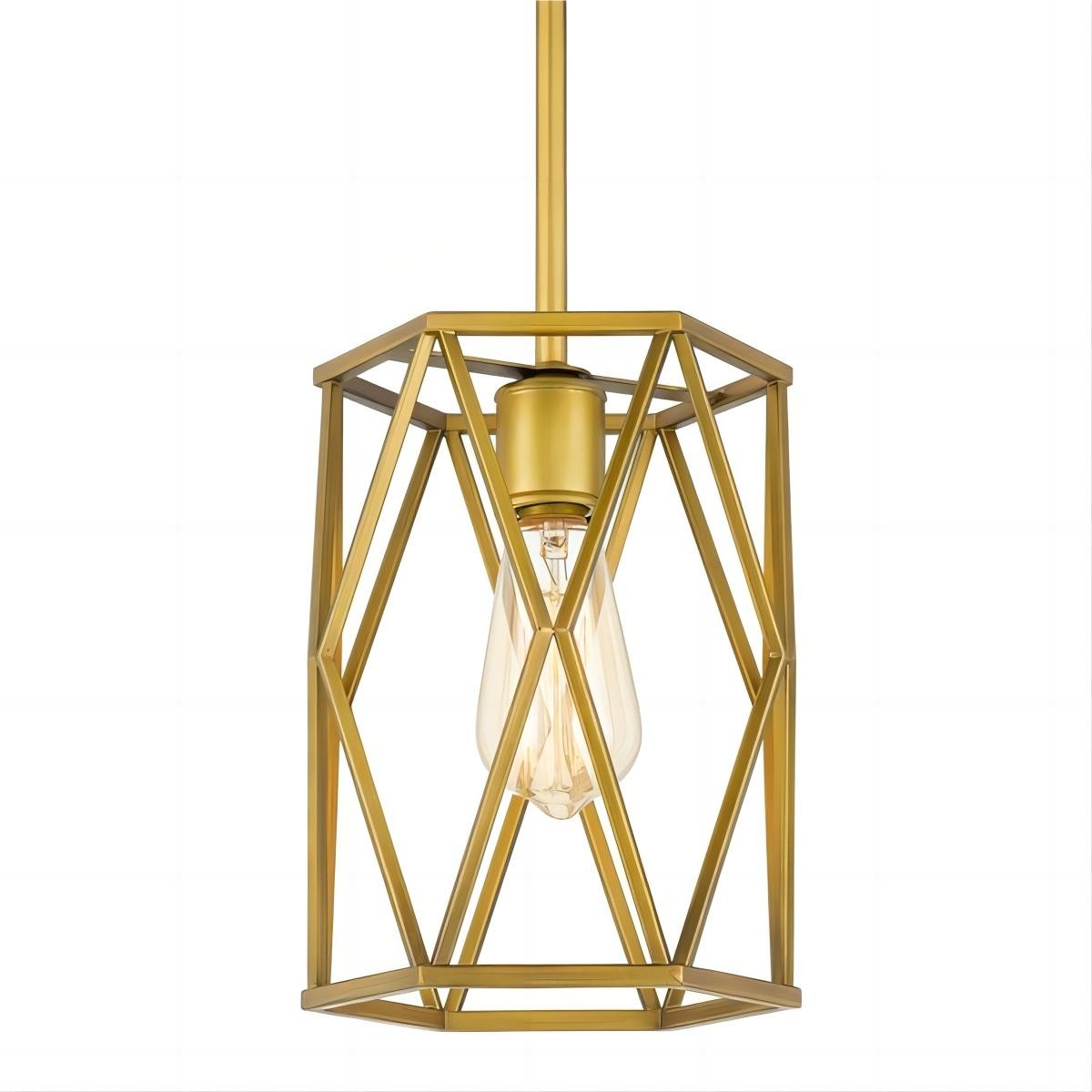 Antique Gold Cage Mini Cylinder Incandescent Pendant Lamp S123