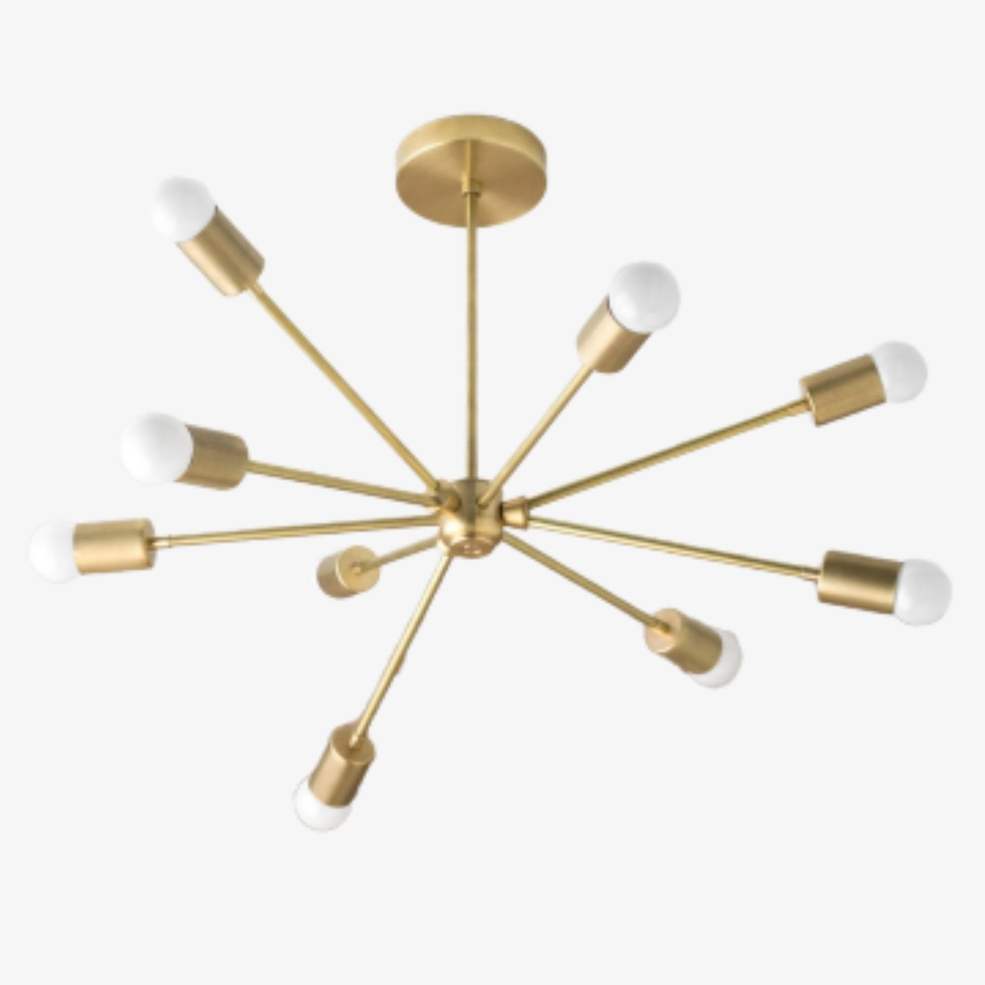 Mobilux Line Mid Century Sputnik Chandelier - Modern Brass Ceiling Light T317