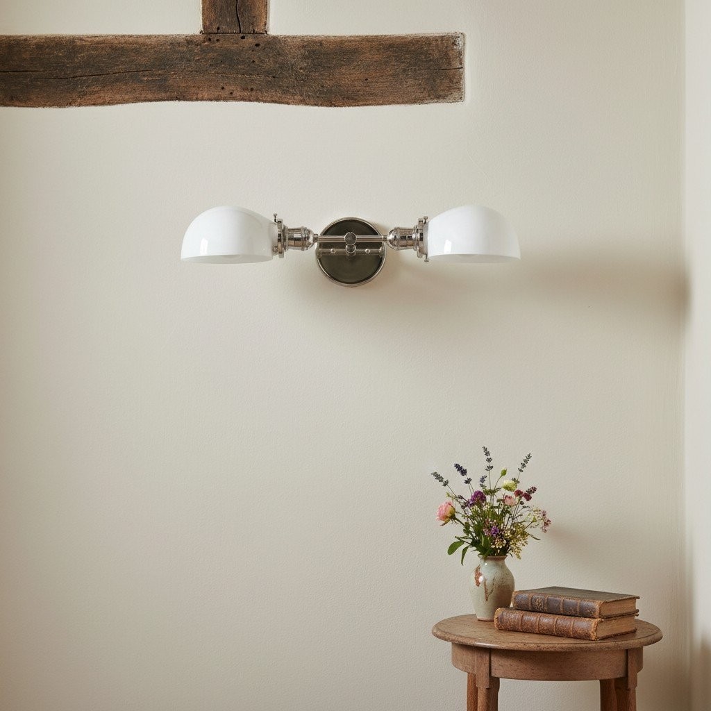 Ornato Luxe Mid-Century Vanity Light - Brass Bathroom Fixture with Opal Glass T326