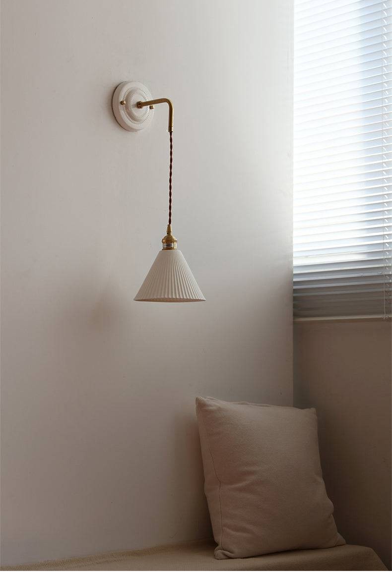 Elegant Ceramic Wall Sconce – Minimalist Modern Lighting for Living Rooms T449