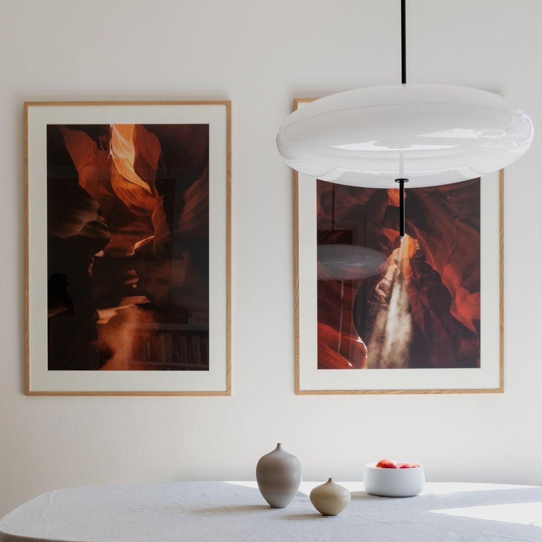 Modern Oval Pendant Light – Metal and Acrylic Pendant Lamp for Living Room